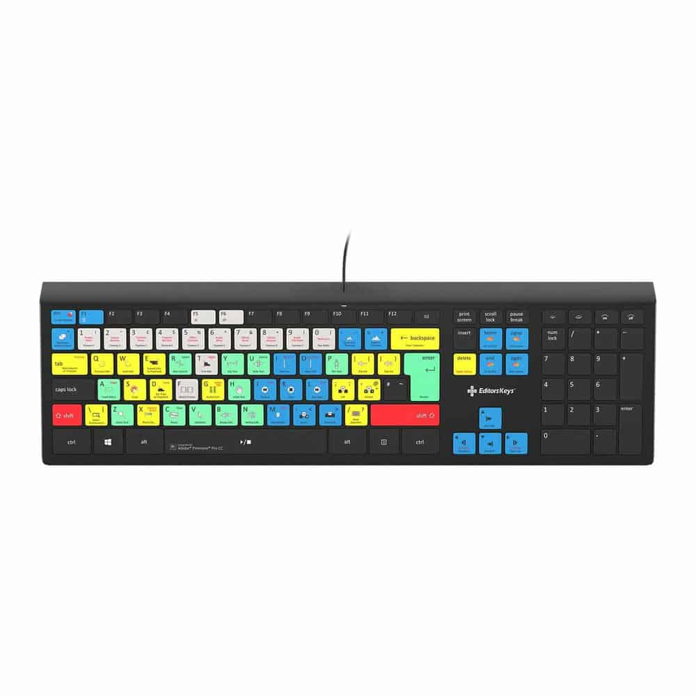EditorsKeys Adobe Premiere CC Backlit Keyboard, 150+ Shortcuts, Colour Grouped Keys, 3 Backlighting Levels, Windows UK